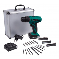 Cordless drill 12V | Incl. 46 accessories & 2 batteries in storage case