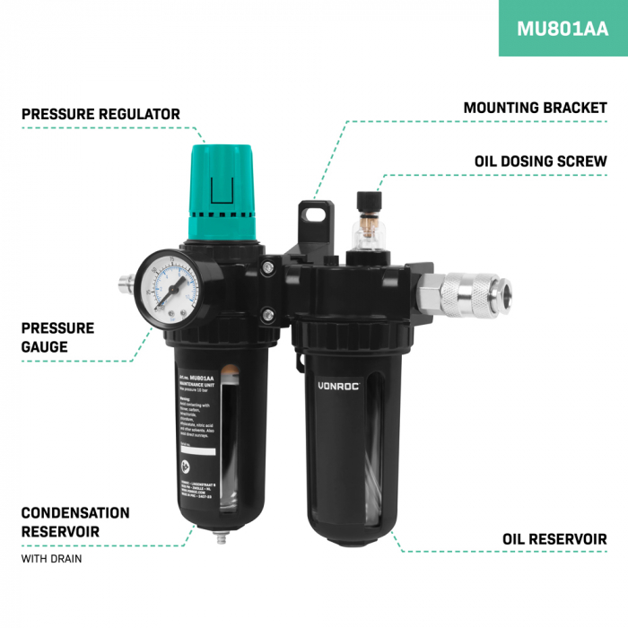 Air Maintenance Unit | Compressed Air Dehumidifier, Pressure Regulator, Oil Atomizer