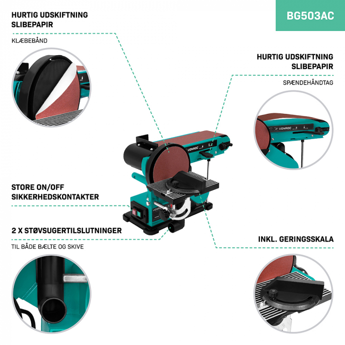 Belt and Disc Sander 350W | Incl. Sanding paper