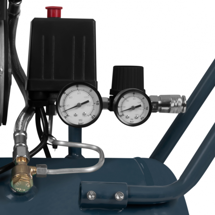 Silent Air Compressor – 57,5dB | 24 Lt - Oil free – 750W - Dark grey