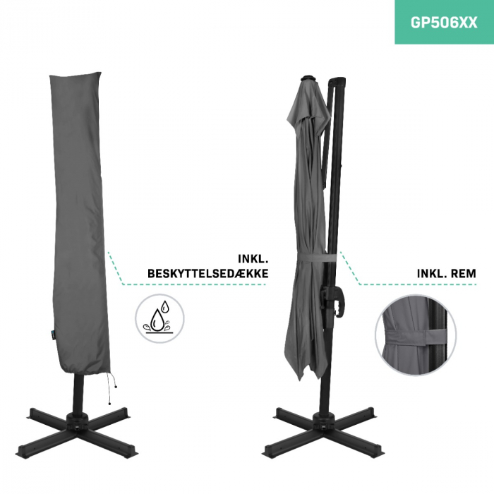 Parasol Pisogne 300x300cm - Cantilever parasol | Grey