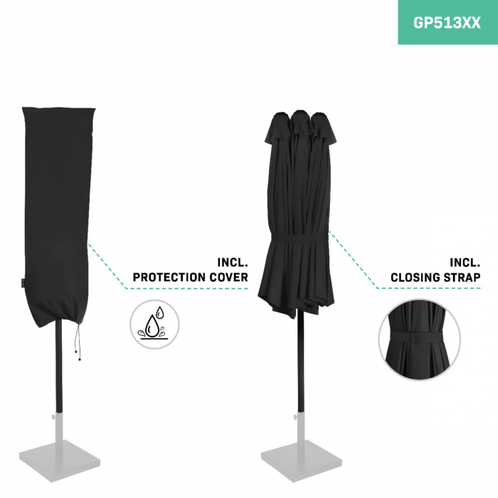 Parasol Iseo 460x270cm – Premium parasol | Anthracite/Black