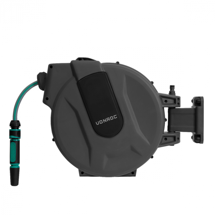 Automatic hose reel – Black - Incl. 25m garden hose, nozzle and couplings