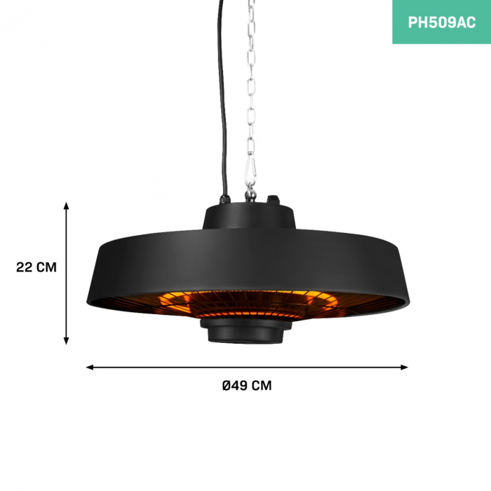 Heater Vulcano 2000W - Hanging | With remote control & timer