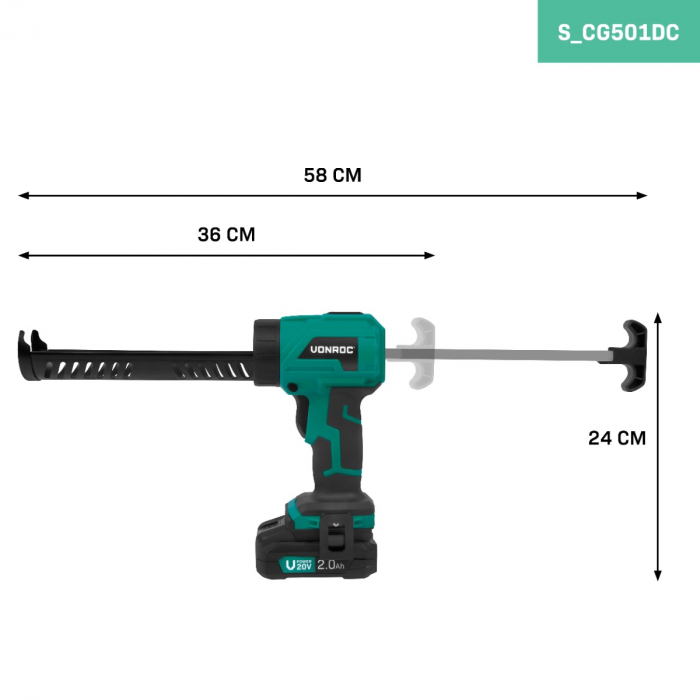 Cordless Caulking Gun 20V | Incl. 2.0Ah battery and charger
