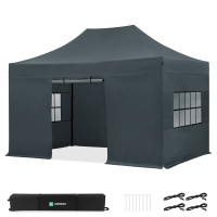 Party Tent - 3x4.5 m - Premium Easy-Up Party Tent | Set incl. Sidewalls – Grey