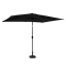Premium Stangparasol Rapallo 200x300cm - inkl. ○ Betonfod og overtræk - rektanglær | Sort 