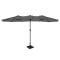 Premium Stangparasol Iseo 460x270cm - inkl. □ Betonfod og overtræk - rektangulær | Grå