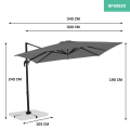 Parasol Pisogne 300x300cm - Cantilever parasol | Grey