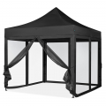 Easy-Up Party Tent - 3x3 m  | Set incl. Mosquito Netting Sidewalls - Black