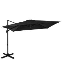 Premium Hængeparasol Pisogne 300x300cm | Aluminium | 360° | Inkl krydsfod og overtræk - vierkantet | Vælg Farve