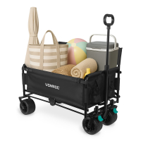 Handcart with seat function – Foldable – 120 kg – 115 L | Black