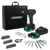 PRO Cordless Drill 20V – Brushless motor – 40Nm | Incl. 2x 2.0Ah Battery, Charger, and 46 accessories in premium case