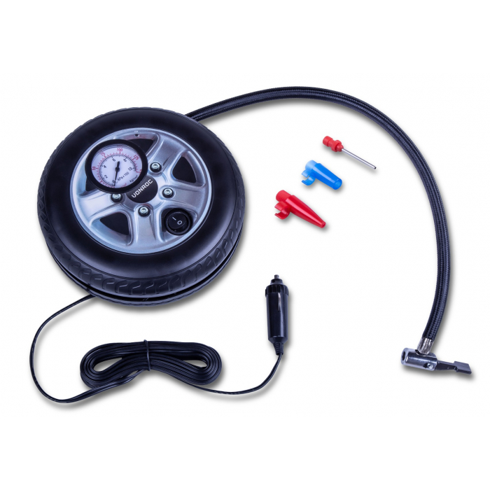 Kompressor 12V - Minikompressor til bilen | Med manometer - Inkl. 3 adaptere main product photo