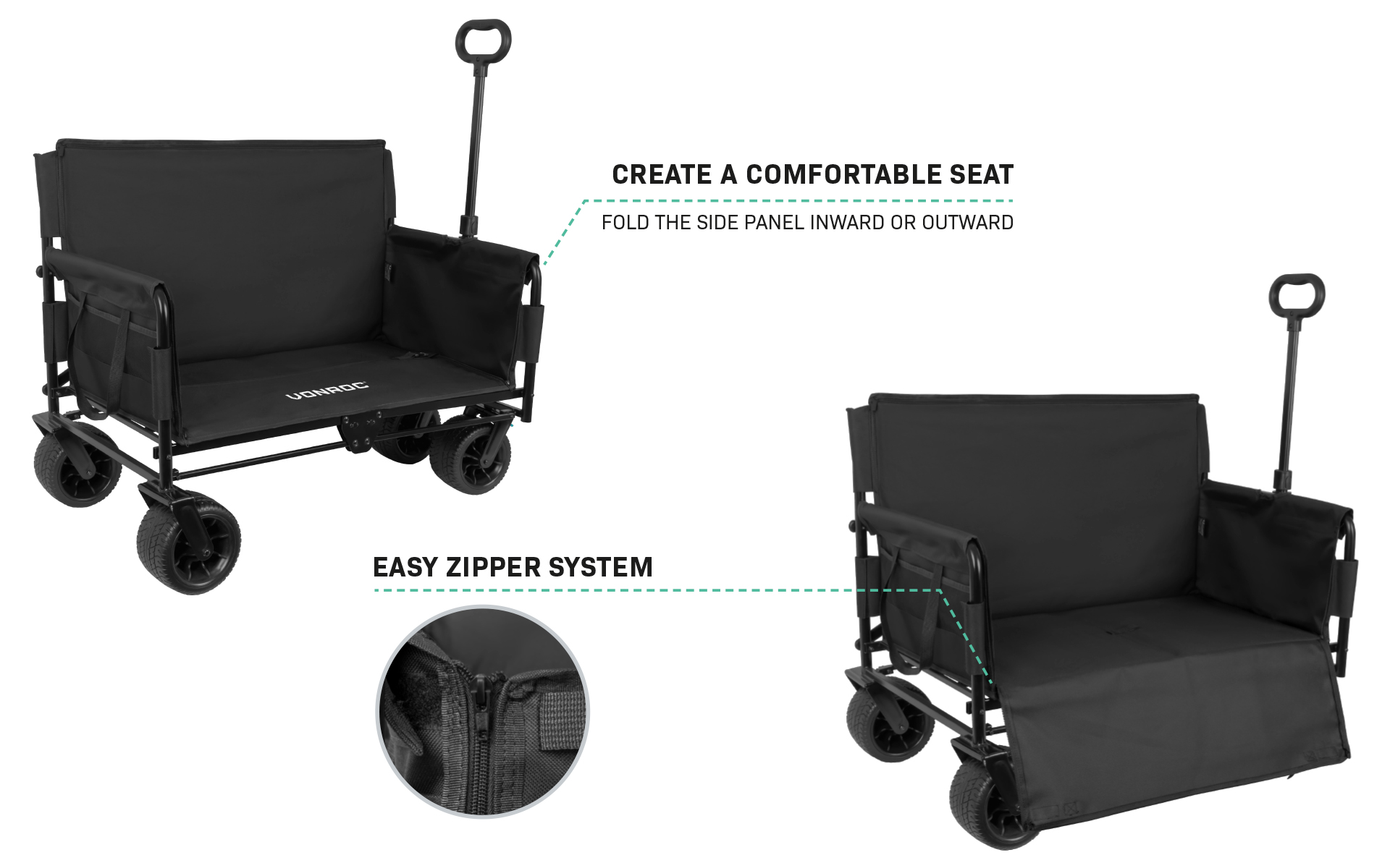 VONROC Trækvogn med sæde